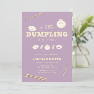 Purple Modern Kawaii Bao Dumpling Baby Shower  Invitation