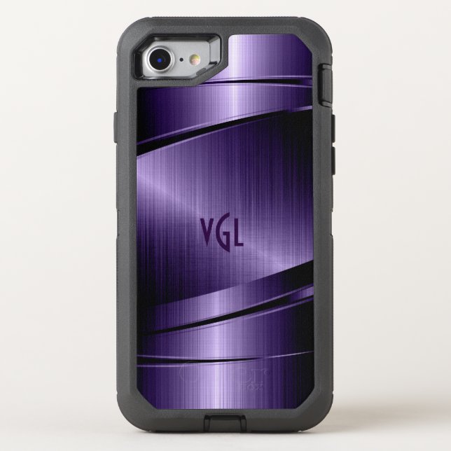 Purple Modern Metallic Texture Geometric Design Otterbox iPhone Case (Back)
