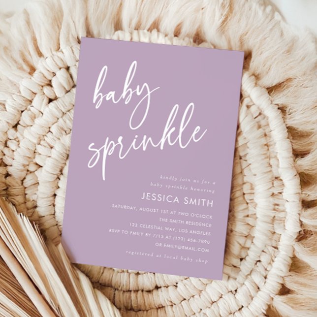 Purple Modern Minimal Baby Sprinkle Invitation (Creator Uploaded)