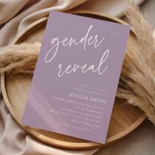 Purple Modern Minimalist Gender Reveal Party Invitation