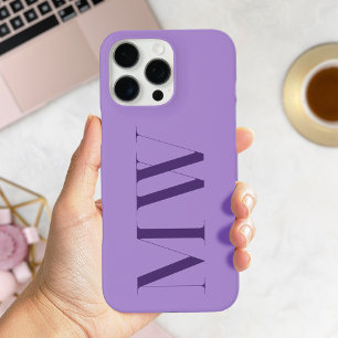 Purple Modern Minimalist Initial Monogram iPhone 16 Pro Max Case