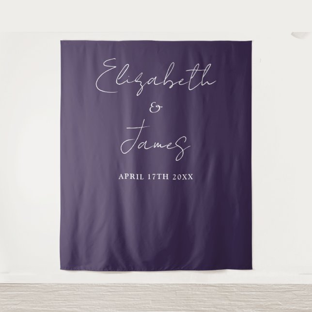 Purple Modern Minimalist Wedding Photo Backdrop (Front)