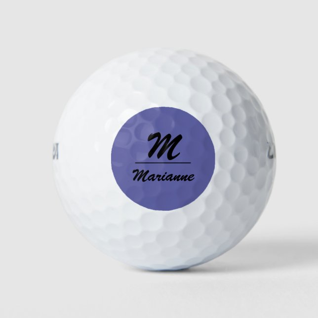 Purple modern monogram name personalized golf balls (Front)