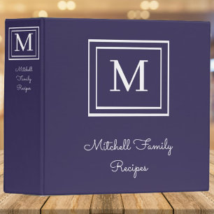 Purple Modern Monogram Recipe Binder