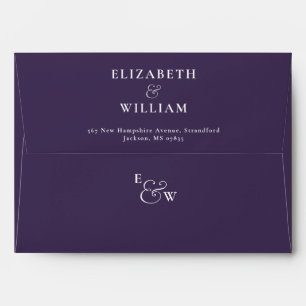 Purple Modern Monogram Return Address Envelope