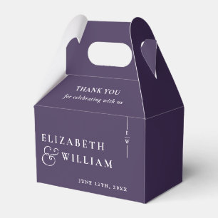 Purple Modern Monogram Wedding Thank You  Favor Boxes