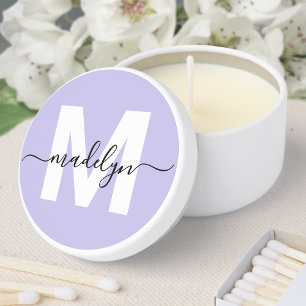 Purple Modern Name Monogram Mini Candle Favors