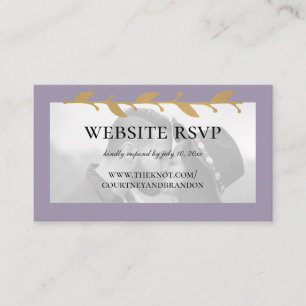 Purple Modern Photo Gold Leaves Website RSVP Enclosure Card