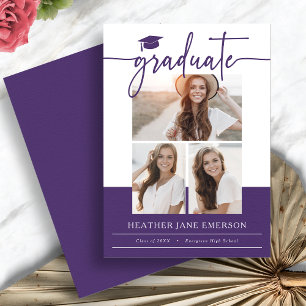 Purple Modern Photo Graduation Announcement