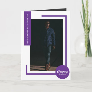 Purple Modern Photo Graduation Invitation