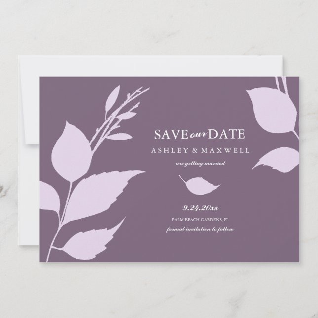 Purple Modern Photo Save The Date (Front)