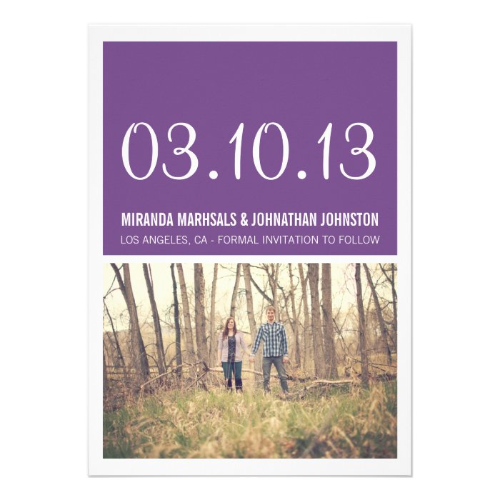 Purple Modern Photo Save The Date Announcements