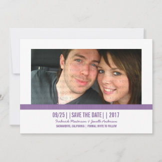 Purple Modern Photo Save the Date Invite