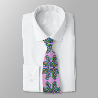Purple modern psychedelic mandala pattern neck tie