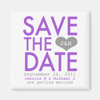 Purple Modern Save the Date Magnet