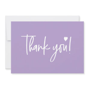 Purple Modern script Baby Shower  Thank You Card