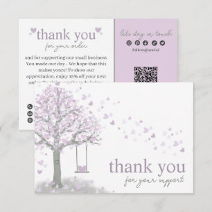 Purple Modern Script, Thank You Candle Business Enclosure Card