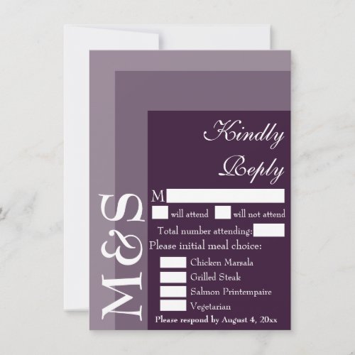 Purple Modern Script Wedding RSVP Card