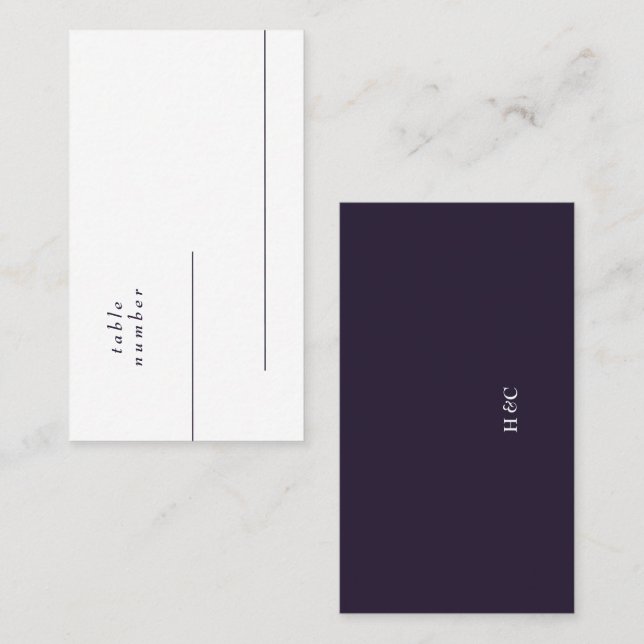 Purple Modern Simple Clean Plain Place Card (Front/Back)