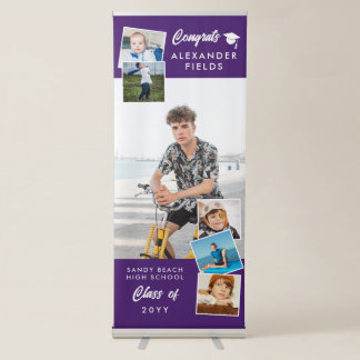 Purple Modern Snapshot Congrats Graduation Retractable Banner