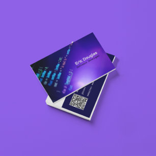 Purple Modern Software Tech Professional QR Code Business Card