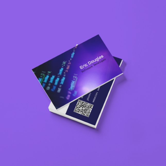 Purple Modern Software Tech Professional QR Code Business Card (Creator Uploaded)