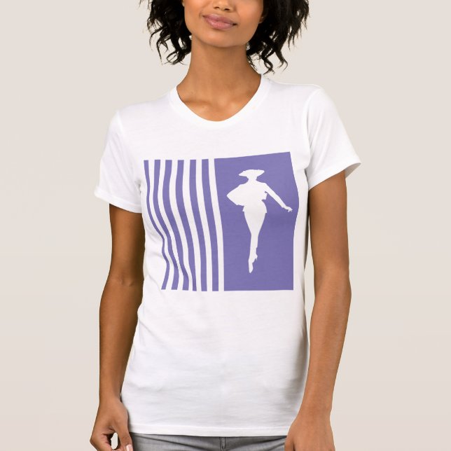 Purple Modern Stripes with Fashion Silhouette T-Shirt (Front)