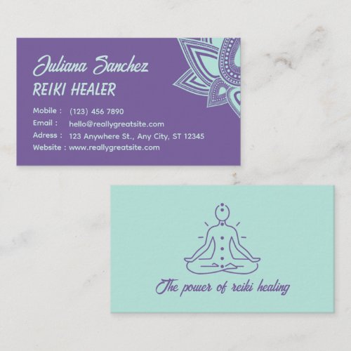 Purple Modern Style Reiki Business Card