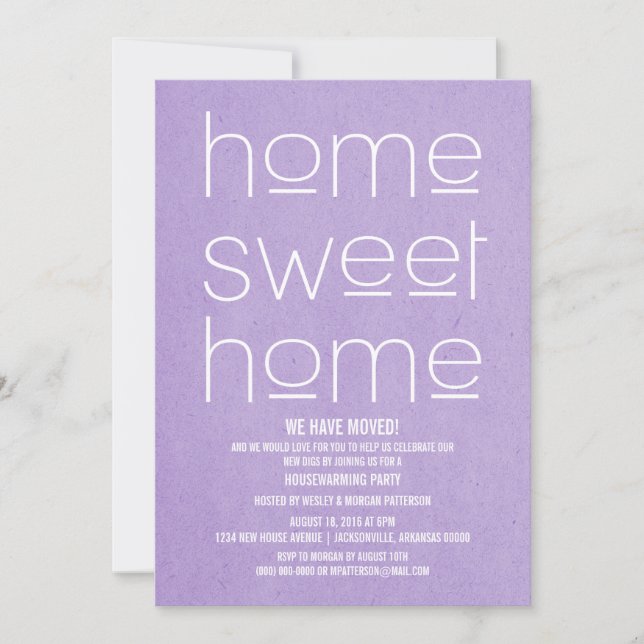 Purple Modern Sweet Home Housewarming Party Invitation (Front)