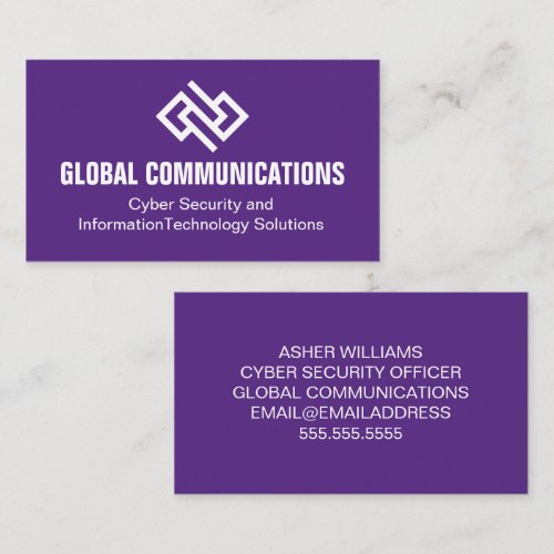 Purple Modern Technology Cyber Security Company Business Card