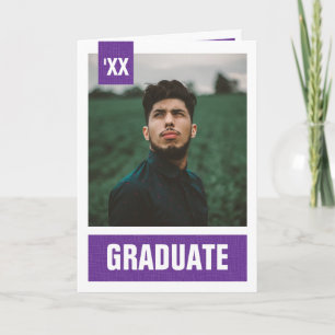 Purple Modern Textured Photo Graduation Invitation