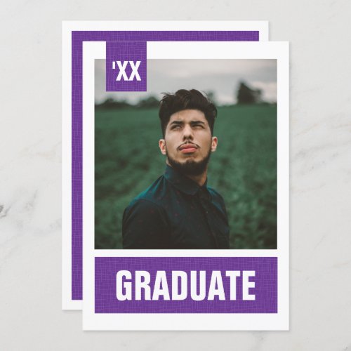 Purple Modern Textured Photo Graduation Invitation