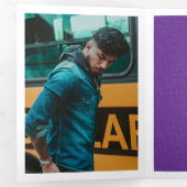 Purple Modern Textured Photo Graduation Tri-Fold Invitation (Inside First)