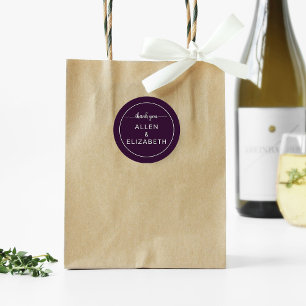 Purple Modern Thank You Card Wedding Favor Classic Round Sticker