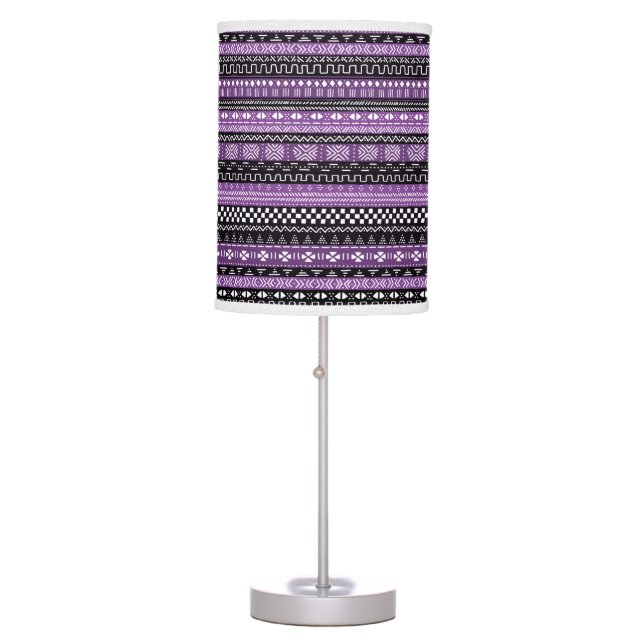 Purple Modern Tribal Pattern Table Lamp (Front)