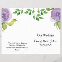 Purple Modern watercolor floral wedding program