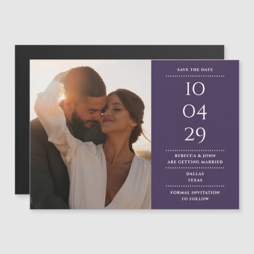 Purple Modern Wedding Photo Save The Date Magnetic Invitation