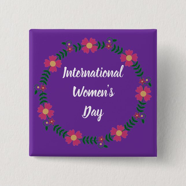 Purple Modern Womens Day Custom Size Button (Front)