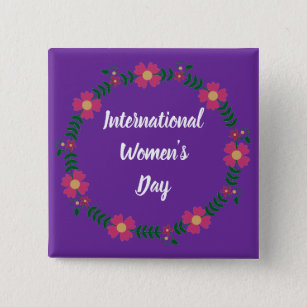Purple Modern Womens Day Custom Size Button