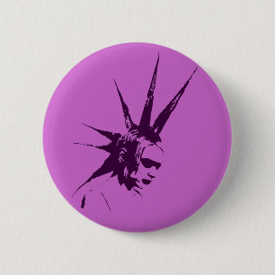 Purple Mohawk Punk girl Pinback Button