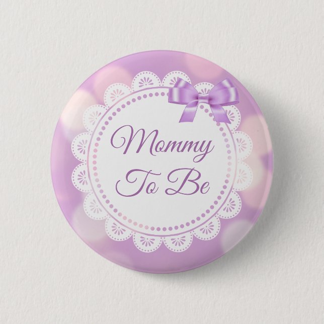 Purple Mom to be Baby Shower Button (Front)