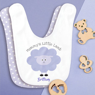 Purple Mommy’s Little Lamb Name Sweet Reversible Baby Bib