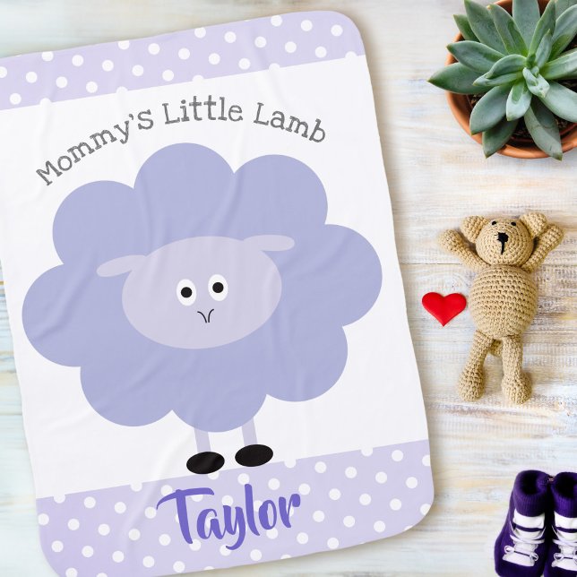 Purple Mommys Little Lamb Cute Gender Neutral Name Baby Blanket (Creator Uploaded)