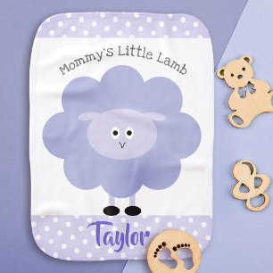 Purple Mommys Little Lamb Gender Neutral Name Cute Baby Burp Cloth
