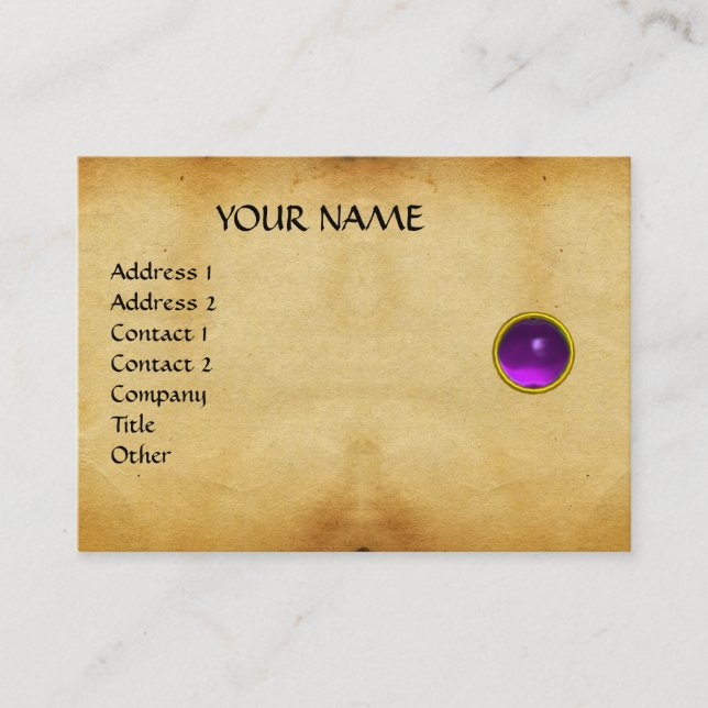 PURPLE MON ,GREY AGATA , parchment,violet,platinum Business Card (Front)