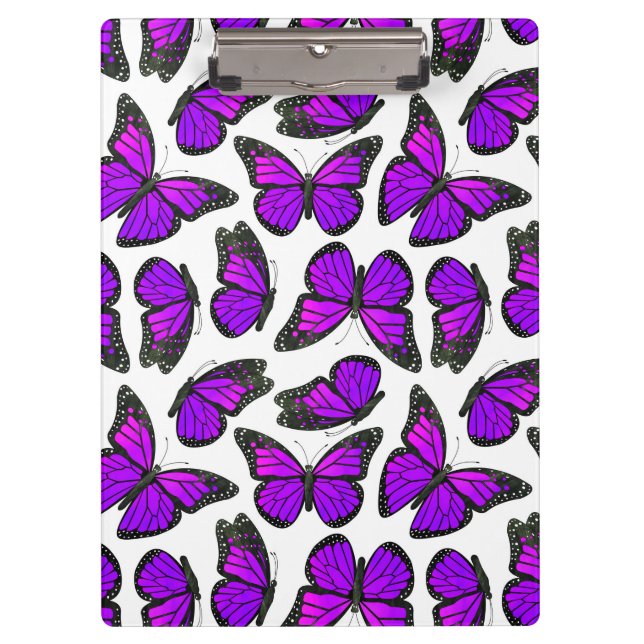 Purple Monarch Butterfly Pattern Clipboard (Front)