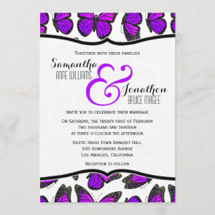 Purple Monarch Butterfly Wedding Invitation
