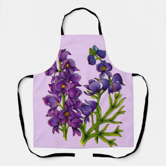 purple monkshood flowers print apron