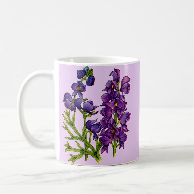 purple monkshoods coffee mug (Left)