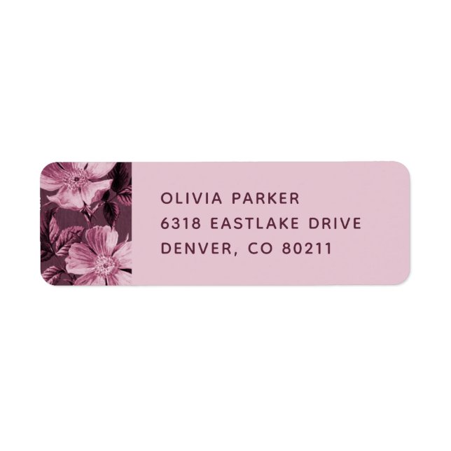 Purple Monochromatic Blooms Floral Mailing Label (Front)